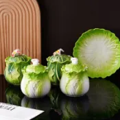 💥調味罐💥陶瓷調料罐釉下彩浮雕創意白菜美人蕉造型家用廚房調料罐調味罐 調味料罐 醬料瓶 防潮調味罐