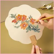✨DIY 書扇✨ 空白手寫雙面加厚團扇古風圓形扇面半生半熟國畫繪畫書法創作扇子