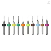 Toyutw)10pcs碳化鎢微型鑽頭套裝pcb電路板雕刻工具0.3mm+0.4mm+0.5mm+0.6mm+0.7mm