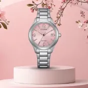 CITIZEN 星辰 Eco-Drive 簡約大氣 光動能腕錶 女錶 手錶-33.5mm粉色 FE6121-67X