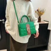 喜挖2店 包包2025新款時尚軟皮女士手提包大容量撞色質感單肩斜後背包