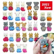 『熱賣現貨』森林家族動物2021新款兒童過家家玩具DIY大象寶寶 考拉 袋鼠馴鹿 猴子 24款動物公仔女孩娃娃屋玩具禮物