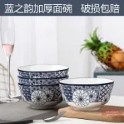 連盛 碗家用陶瓷吃飯碗斗笠碗泡面碗大號湯碗魚盤湯勺簡約創意餐具套裝
