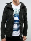 SUPERDRY 極度乾燥 100%全新原廠真品 STORM DOUBLE 拉鍊連帽外套 砂礫黑色 S號