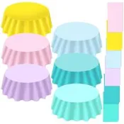 12 Pcs Round Pastel Tablecloths Plastic Pastel Rainbow Table