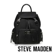 STEVE MADDEN-字母緹花織帶尼龍大容量束口後背包BHUNDO-N-黑色