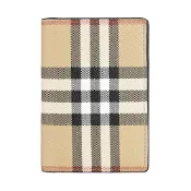 BURBERRY Bateman DFC內燙銀LOGO英倫格紋PVC 4卡對折卡夾(典藏米x內裡黑)