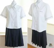 【同創】日製校供福岡久留米商業高校 開襟刺繡白襯  大深陷