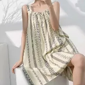 【K.W.】韓國空運輕棉麻夢之女神高品質免穿搭洋裝(小香風/輕量涼感/洋裝/休閒/日系/通勤/渡假)