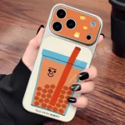 卡通珍珠奶茶 羊皮防摔手機殼 OPPO A6X A6S A5 A3 pro A3X A53 A38 A31 A9 R17