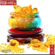 💰玄和緣堂💰水晶招財聚寶人造水晶聚寶盆元寶金色聚寶盆彩辦公室家居風水擺2609027 招財進寶 風生水起 招財流水