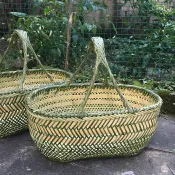 設彩品牌旗艦店 手工編織籃 竹編竹籃手提買菜籃子手工竹筐水果籃雞蛋籃廚房收納筐家用購物籃『XY26583』