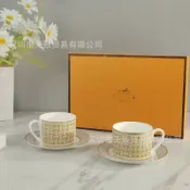 全球選品1館 生活百貨 歐式咖啡杯碟金色馬拉車編織紋款骨瓷杯碟高檔精緻下午茶杯碟