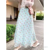 法式浪漫 大裙襬A字裙 傘裙 長裙 半裙 韓系時尚印花半身裙女夏季26爆款顯瘦魚尾裙設計感氣質字長裙A 0822