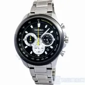 SEIKO 精工表 SSB247P1手錶 競速 黑框 黑面 銀圈 三眼計時 日期 鋼帶 男錶 石英錶【澄緻精品】