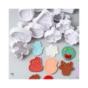 (店+)禎巧妙 台灣現貨 立體聖誕節餅乾切模4件套 彈簧按壓 翻糖工具 雪人塑膠餅壓花模 聖誕樹 烘焙模具 烘焙工具 聖誕餅乾壓模
