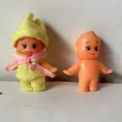 絕版商品 2件組 日本Q比寶寶 黃色 穿衣服 美乃滋娃娃 迷你吊飾 kewpie 老玩具 復古玩具 日本老物 昭和