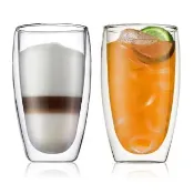 【Bodum】PAVINA 雙層玻璃杯兩件組450cc(德國蕭特玻璃/手工吹製而成/抽真空耐熱不燙手/總代理公司貨)