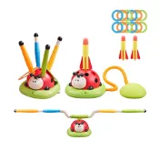 【Hi-toys】三合一可調速音樂瓢蟲運動機/派對露營/親子互動遊戲(電動跳繩/旅轉套圈圈/飛天火箭)