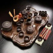 紫砂茶具套裝 小套分體簡約茶盤 瀝水託盤 茶台 功夫陶瓷茶杯整套 茶海 茶盤 茶具整套 紫砂茶具套裝 嘉泽❤優選嘉泽優選