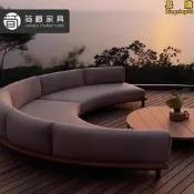 【好物優選】高端戶外別墅柚木沙發防水防曬茶几沙發組合酒店民宿花園圓弧卡座