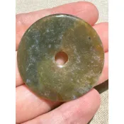 《雙色海草玉平安扣》240424-05 總統石 心臟石 血絲碧玉 台灣藍寶 鳳凰碧玉 | 後山帝星石業
