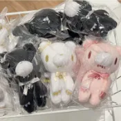 日本新款蕾絲暴力熊 Gloomy Bear絲帶天使熊毛絨公仔掛件鑰匙扣 A咖