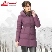 【意都美 Litume】女款 厚領中長羽絨衣、羽絨外套、保暖外套 /  F3137 紫