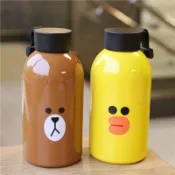 新品特惠 韓國兔子布朗熊 不銹鋼保溫杯帶提繩 熱水壺 學生水杯大容量650ML水杯兒童男女便攜杯子