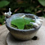 協貿國際日用品生活館 小白鴨子水培花盆一葉蓮銅錢草花器庭院花園裝飾擺件復古仿石臼盆