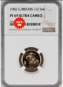 1982 英國 索維林 馬劍金幣 年輕女王頭像 3.99g 22k金 NGC PF69U