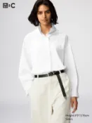 【UNIQLO】女裝 棉質立領襯衫(長袖) 489425