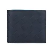 【BOTTEGA VENETA】秋冬新款 BV Intreccio系列 八卡雙摺短夾-灰黑色/藍色 743211VCPQ6 2078