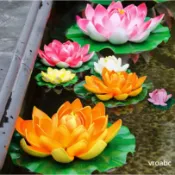假荷花 仿真花 荷葉蓮花 塑料花 水池 魚缸 陽臺 小魚池 裝飾 造景 浮水 擺件