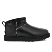 【UGG】雪靴 女鞋 靴子 真皮 W Classic Ultra Mini LTHR Regen 黑色 UG1163490BLK