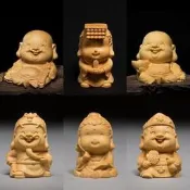 黃楊木Q版小佛像 彌勒佛 媽祖 關公 觀音 濟公 小如來