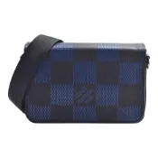 LV N50037 經典Studio系列Damier Infini 棋盤格壓紋牛皮翻蓋郵差包(藍/黑)