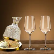 全球選品1館 生活百貨 輕奢金鑽勃艮第紅酒杯套裝旋轉醒酒器家用高檔葡萄酒杯擺件用送禮