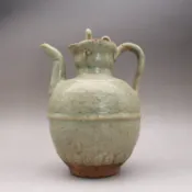 協貿國際日用品生活8館 北宋龍泉窯灰青釉刻花紋執壺 酒壺 古董古玩陶瓷收藏仿古瓷器擺件