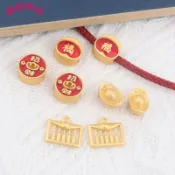 diy飾品配件 沙金招財元寶祘盤福壽桃隔珠手鏈頭繩串珠材料配飾批