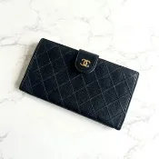 Chanel 黑色魚子醬口金長夾 錢包 皮夾 中古包 二手包 古董包