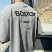 ✨現貨 當天寄出✨BOSTON 波士頓印花短袖上衣 細絨布 不起毛球 男女皆可 短袖 上衣 男女皆可