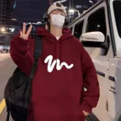 潮流連帽刷毛印花大學T 潮ins寬鬆刷毛款男港風青年連帽上衣 印花秋冬長T 加絨款情侶裝 帽T（YY7012)【壹號站】