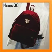 【可開發票】後背包雙肩包造型老虎頭包豹頭包豹包帥氣個性絲絨面包天鵝絨包包-紅/黑/藍/綠【AAA3277】【满额免運】