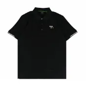 BOSS 純棉膠囊系列印花白字LOGO網球設計POLO衫(男款/黑)