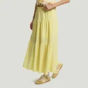【adidas 愛迪達】Resort Skirt L 女 長裙 休閒長裙 渡假風 檸檬黃(KX0729)