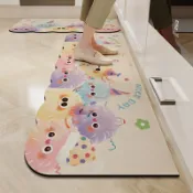 可客製 波浪形小怪獸 廚房地墊 矽藻土 吸水吸油 大尺寸 速幹止滑 軟式矽藻土地墊 長條 長型 防滑脚踏墊 珪藻土軟地墊