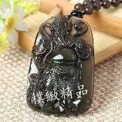 【樸緻精品】彩眼黑曜石 神像 佛像 關聖帝君關公項鍊 義薄雲天 法像莊嚴 珠鍊款（GA-1345）