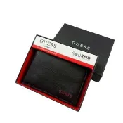 【GUESS】紅線裝點 GUESS 皮夾 真皮 黑色   短夾 錢包 生日禮物 質感送禮 @9524 SS4