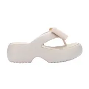 【Melissa】雲朵蝴蝶結夾腳厚底拖鞋(米色) 防潑水